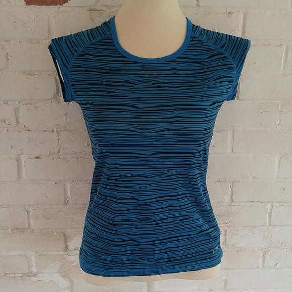 Blue zebra stripe athletic shirt size x-small - Picture 1 of 3
